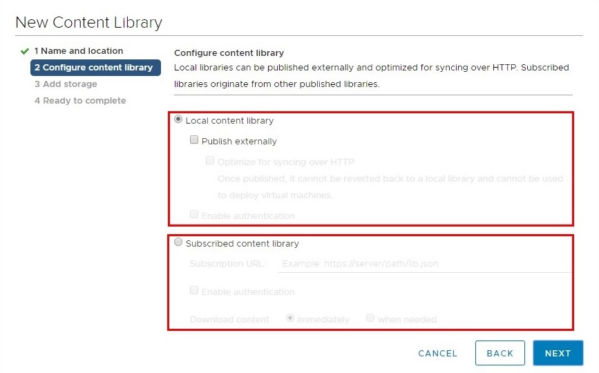 Configure content library