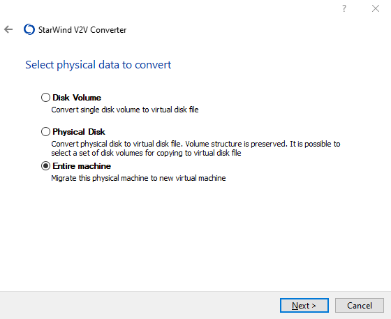 Select physical data to convert