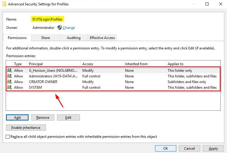 Configure the following permissions