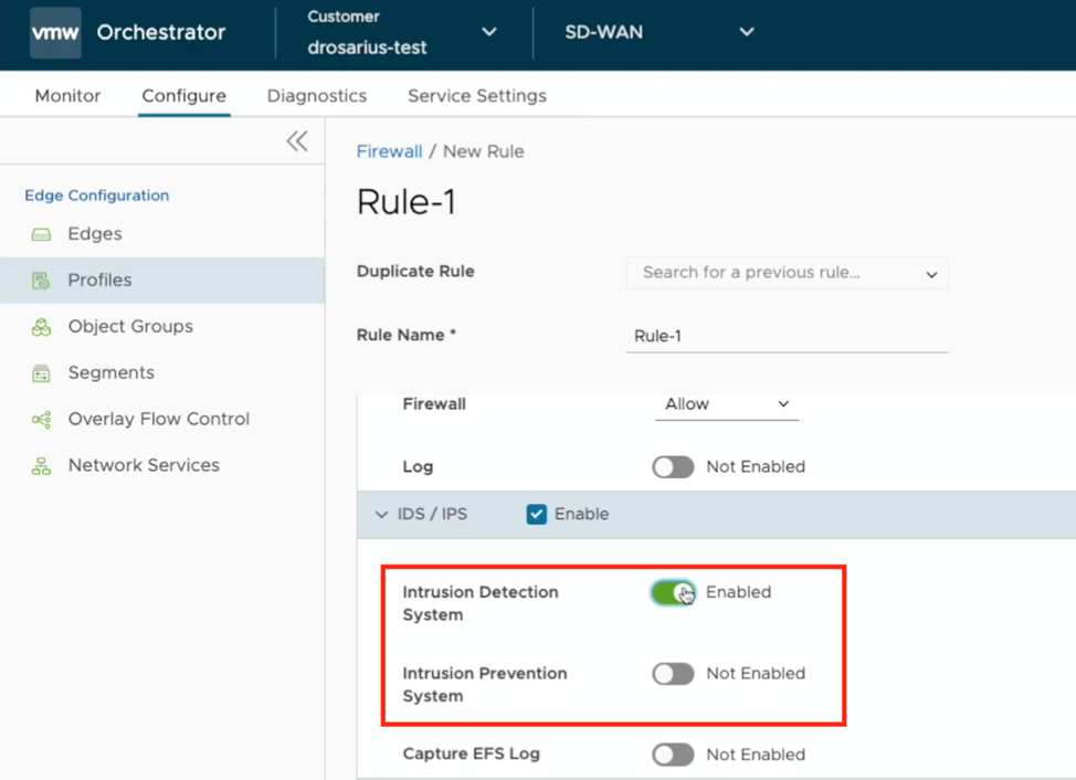 VMware Orchestrator | Intrusion Detection and Prevention System (IDS/IPS)