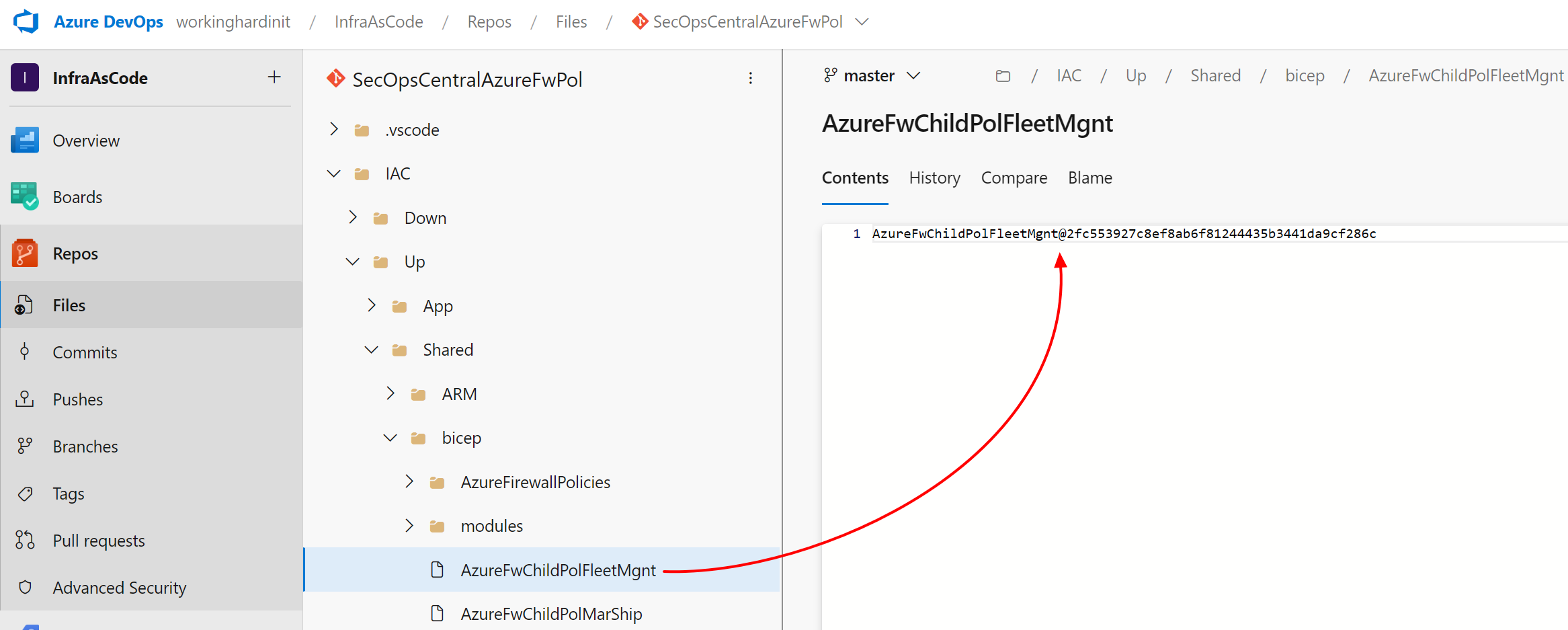 Azure DevOps repo as a reference to the submodules repo with a commit ID