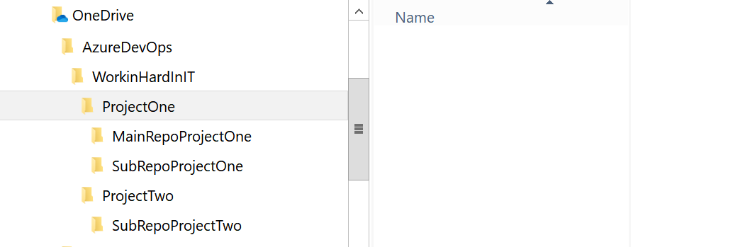 In Project AzureDevOps, create one subfolder with the name of your organization.