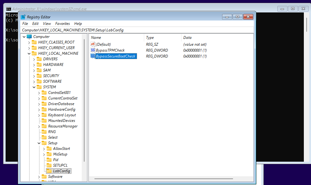BypassSecureBootCheck value set to 1- img BypassSecureBootCheck value set to 1