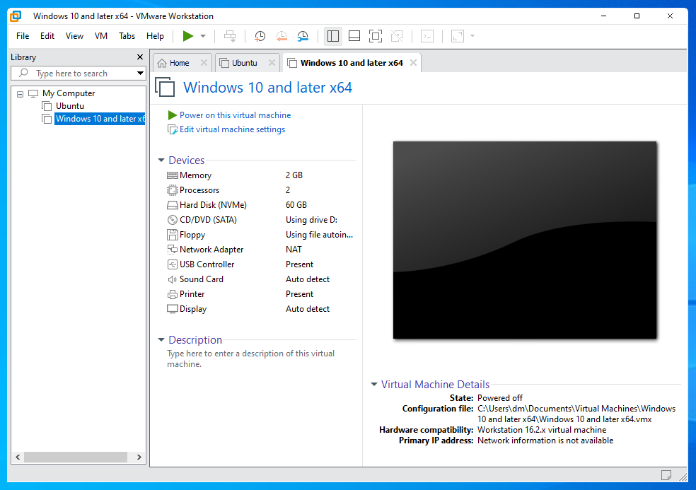 VMware Workstation virtual machine menu