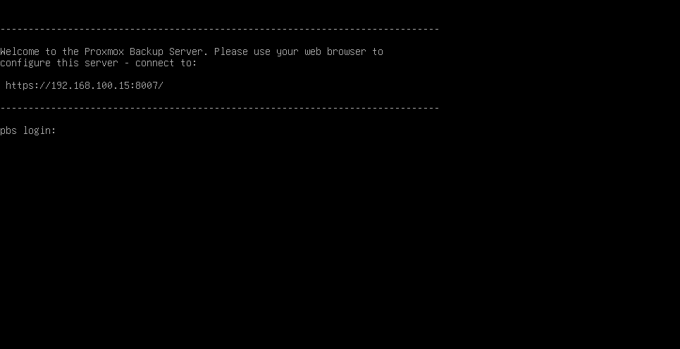 Proxmox backup server has been installed successfully