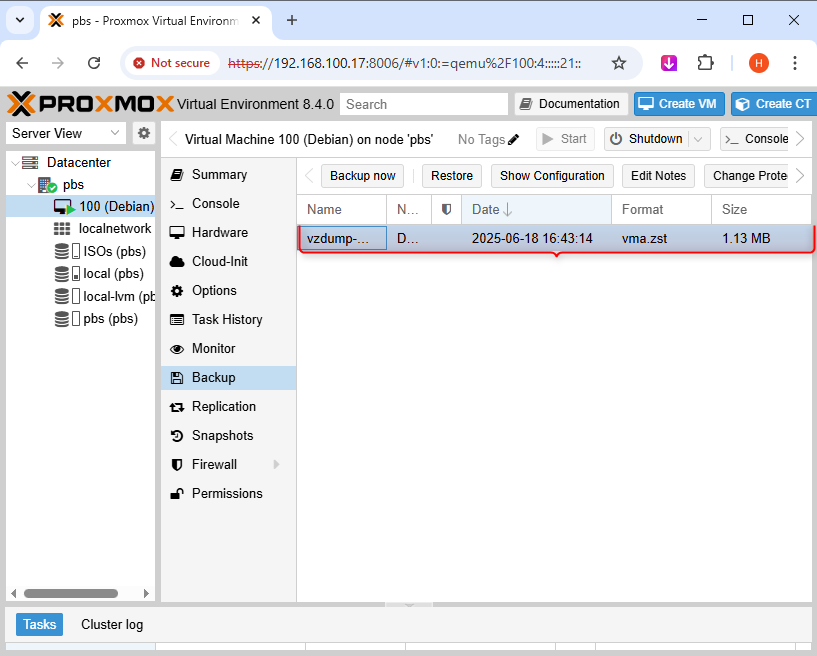 pbs | Proxmox Virtual Environment