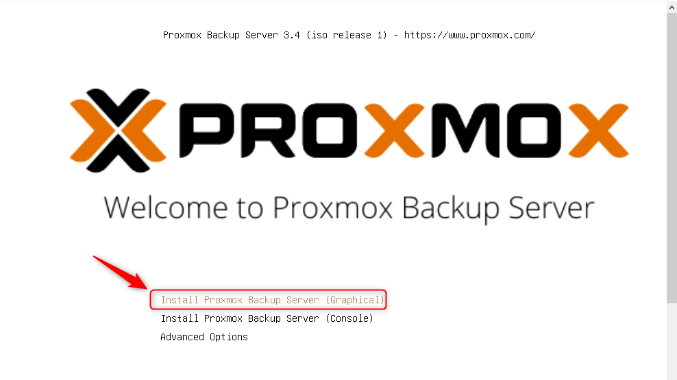 install Proxmox Backup Server via GUI