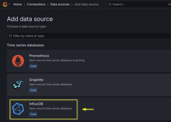 Select InfluxDB.-img Select InfluxDB.