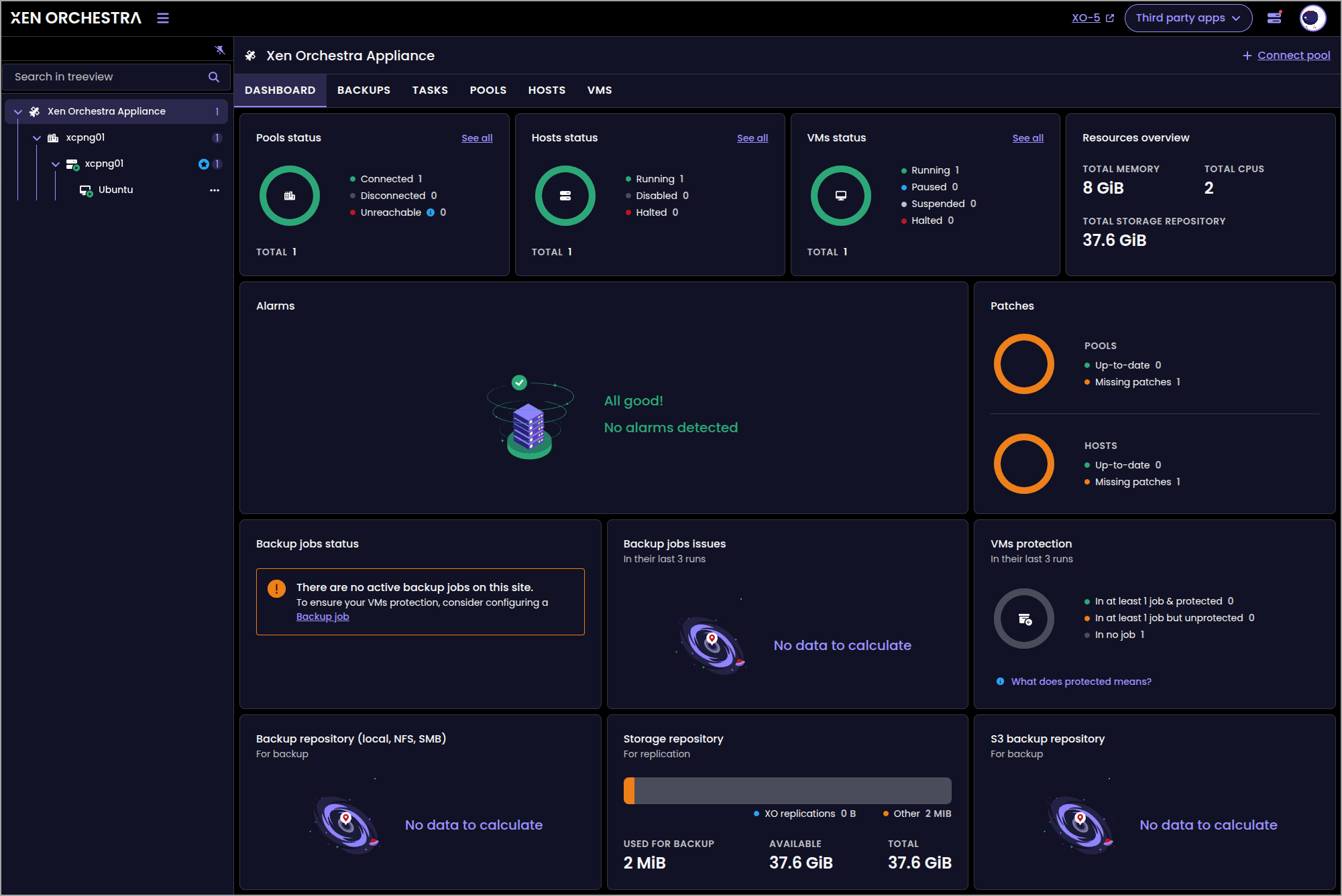Xen Orchestra management for XCP-NG