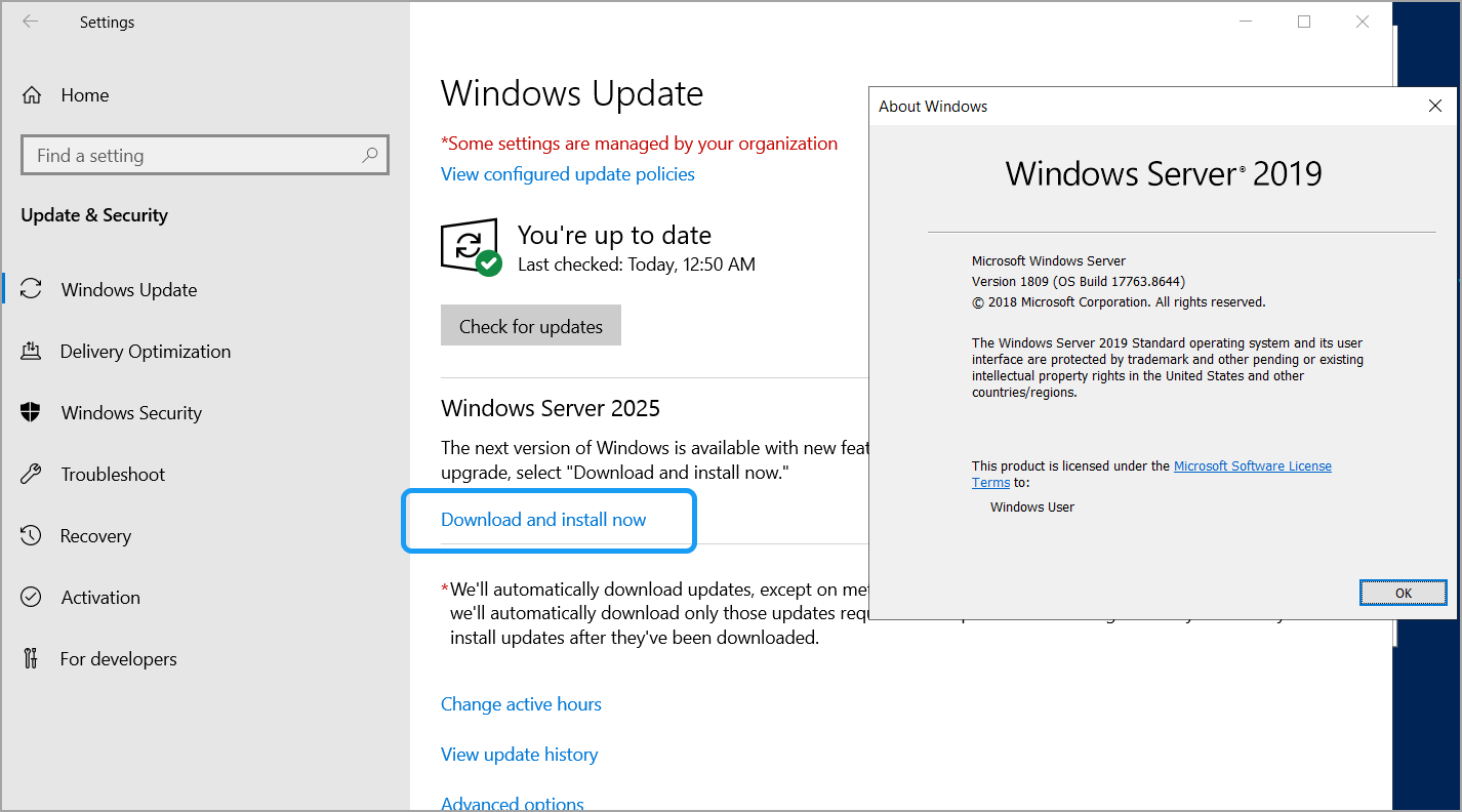 A new option will allow you to go and upgrade to WS 2025 within Windows Update-img A new option will allow you to go and upgrade to WS 2025 within Windows Update