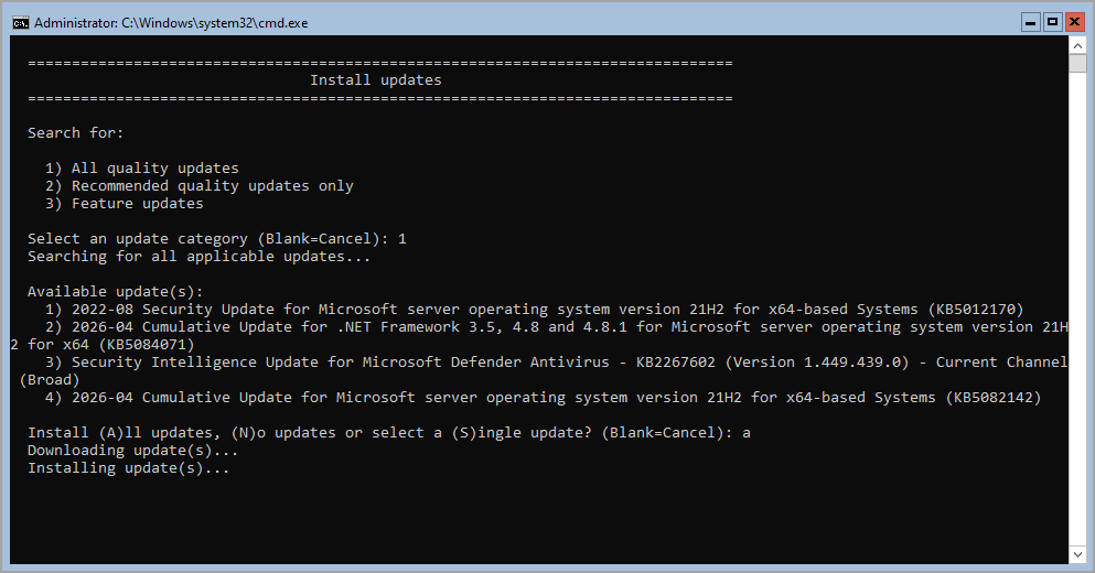 Install updates via SCONFIG-img Install updates via SCONFIG