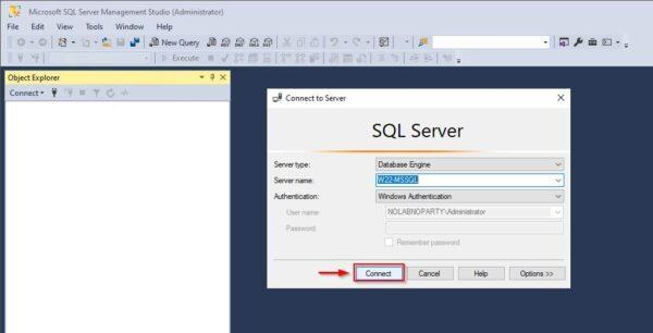 open Microsoft SQL Server Management Studio