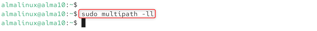 Terminal example running multipath -ll before maps are detected- img Terminal example running multipath -ll before maps are detected
