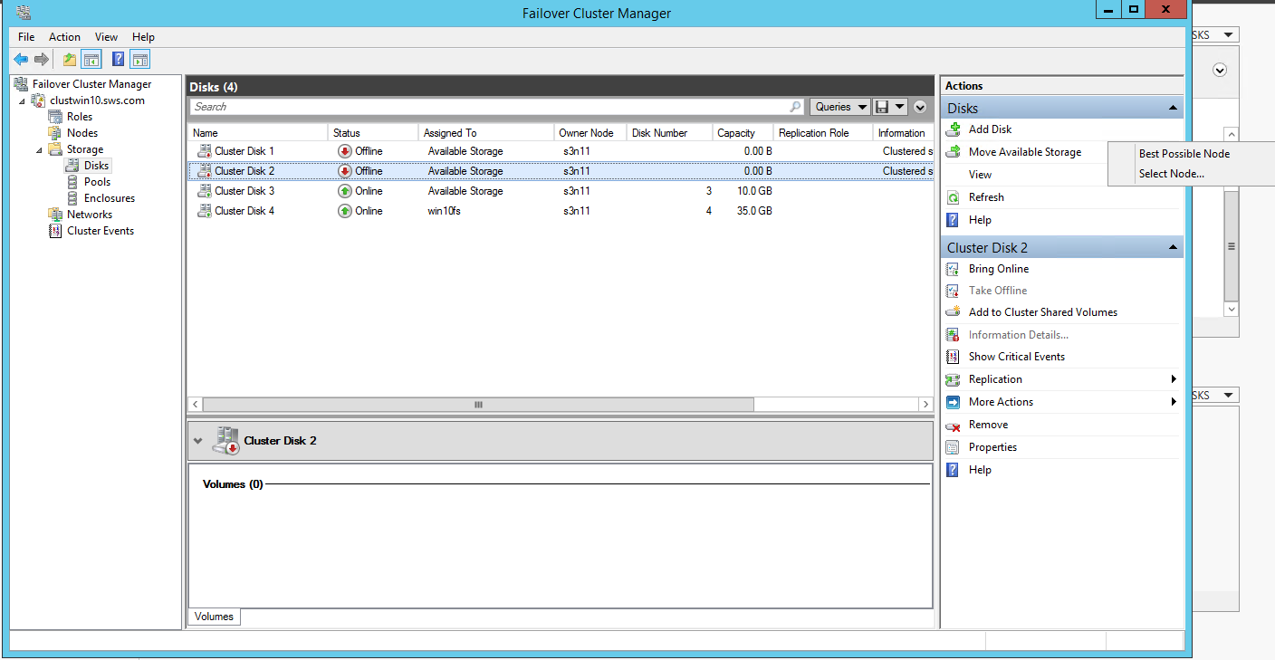 Failover Cluster Manager view