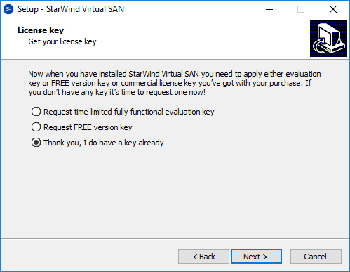 Installing StarWind VTL - License Key