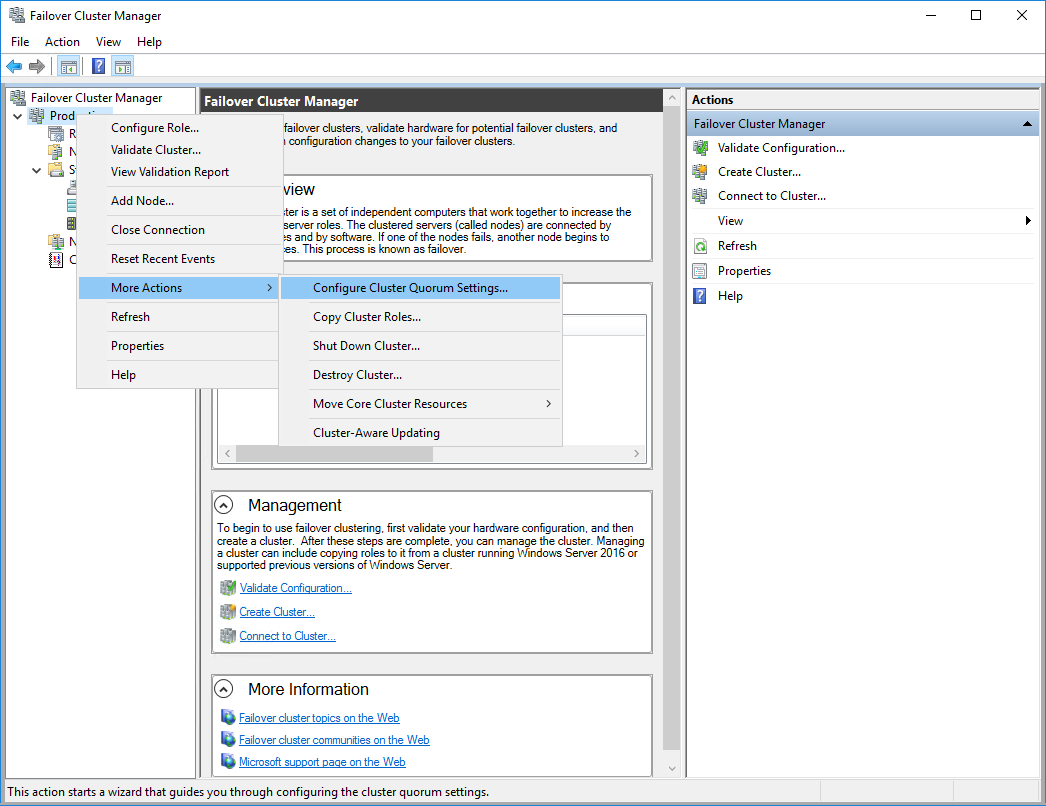 configure cluster quorum