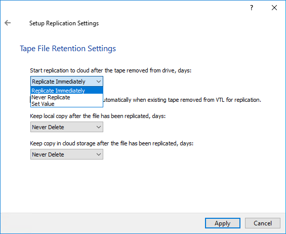 StarWind VTL - Tape File Retention Settings