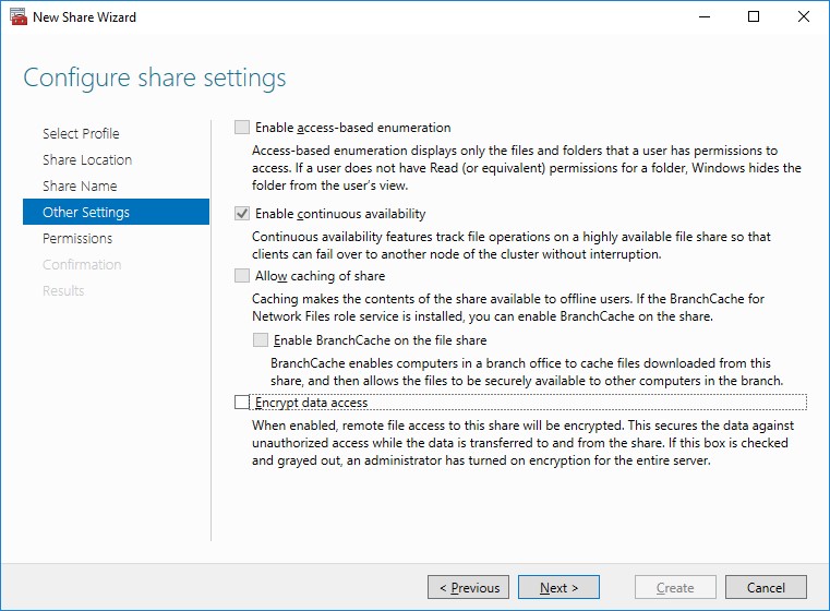 Configuring share settings