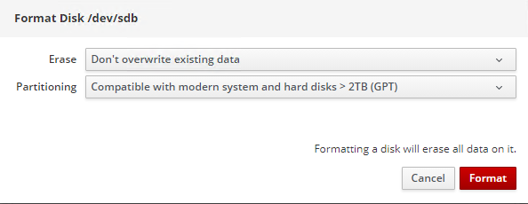 2. STORAGE Create Partition Table