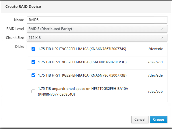4. RAID Select the drives to add to the array.
