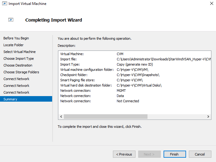 Import Virtual Machine | Summary- img Import Virtual Machine | Summary
